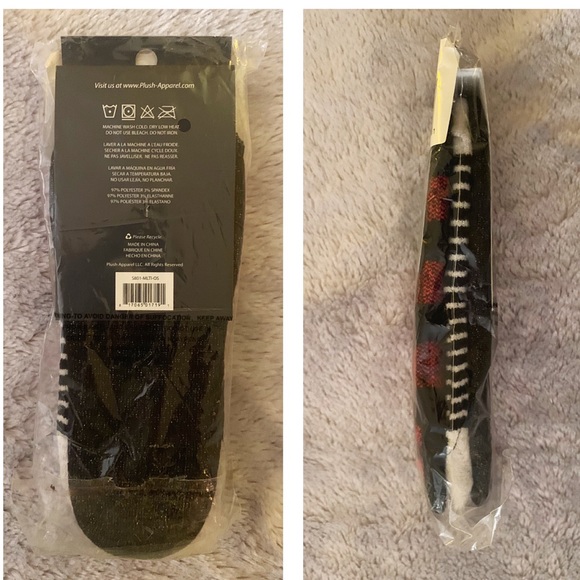 NEW! FLEECE SOCKS! NO-SHOW / SOCKLETS MULTIPACK! PLUSH brand! Black white & red - Picture 4 of 6